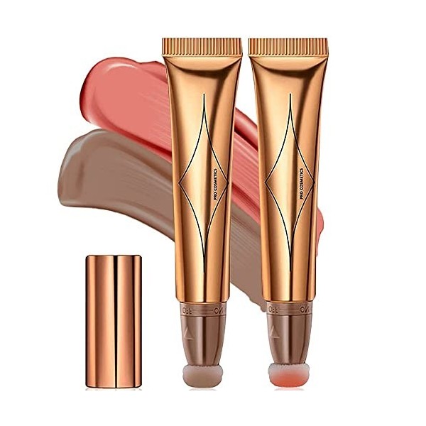 2pcs Contouring Stick Contouring Creme,Bâton Surligneur Blush,Maquillage Crème Blush,Blush Crème Pour Les Joues,Contouring Li