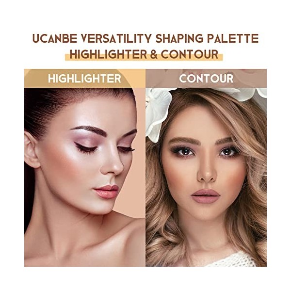 UCANBE Bronzer Highlighter Poudre 8 Couleurs, Palette de Maquillage Finition Soyeuse Longue Durée pour Le Visage, Professionn