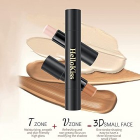 Contouring Maquillage 3 Pièce Bronzer Maquillage 2 en 1 Highlighter Stick Concealer Contouring Stick Bronzer Stick Contouring
