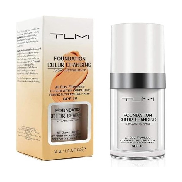 FINEVERNEK Fondation Liquide, Fond de Teint Changeant de Couleur-Base de Maquillage Liquide Foundation Etanche Correcteur de 