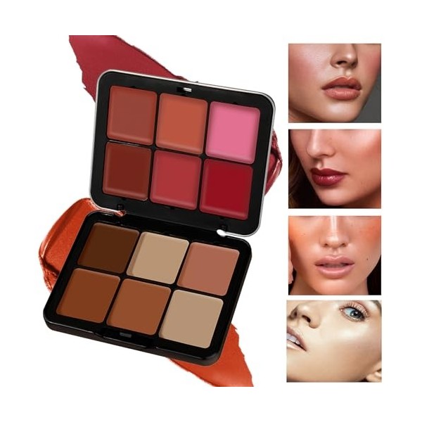 Rechoo Fard à Joues Crème 12 Couleurs, Palette de Maquillage Lisse à Haute Pigmentation pour les Joues et le Visage, Blush Ma