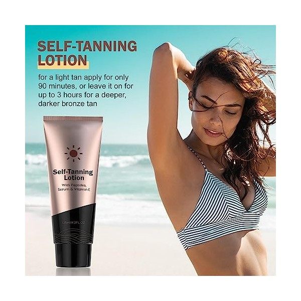 Tkekruh Crème Bronzante Self Tanner Lotion,Autobronzant Visage et Corps,125ML Autobronzant Bronzage Hâle Progressif Sur Mesur