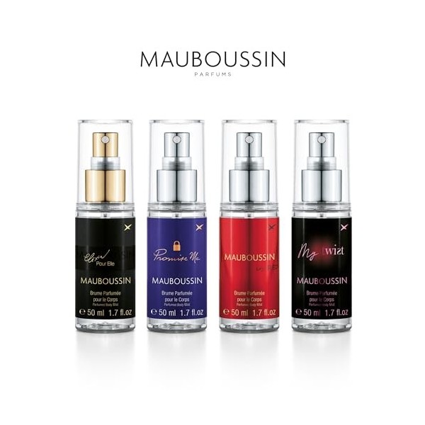 Mauboussin - Coffret Body Mist Premium : Brume Elixir Pour Elle 50ml, Brume Promise Me 50ml, Brume In Red 50ml & Brume My Twi