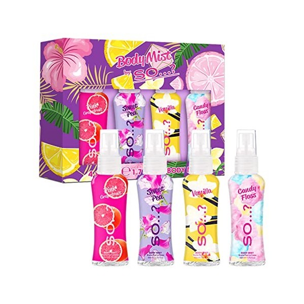 So…? Summer Escapes & Body Mist by So…? Coffret Cadeau Brume Corporelle Parfumée Pour Femme 4x50ml Lot de 3