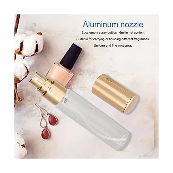 Serlium Mini Vaporisateur Atomiseur 5 Pièces Verre Vaporisateur De Parfum Presse Sur étanche Portable Rechargeable Bouteille 