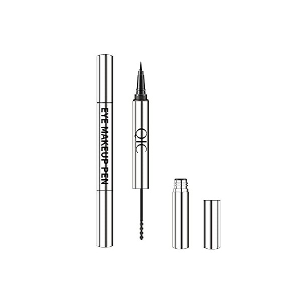 2 en 1 mascara eye-liner liquide mascara en fibre de soie mascara imperméable 4d double tête eye-liner stylo doux cheveux ric