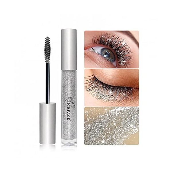 Glitter Mascara Shiny Diamond Mascara Waterproof Long Lasting Thickening Lengthening Lash Makeup for Party Wedding