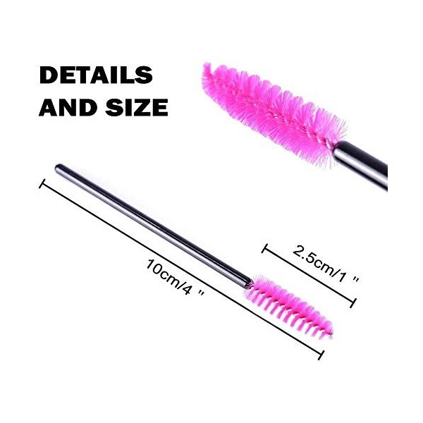 Uplife Brosses à cils jetables pour mascara, cils et sourcils, kit doutils de maquillage | 50–300 pièces | Noir rose rose 5