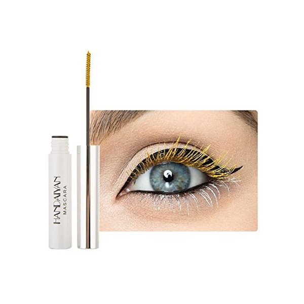 Allbestaye Mascara coloré tête de brosse fine étanche Bleu Rouge Noir Violet Vert Jaune