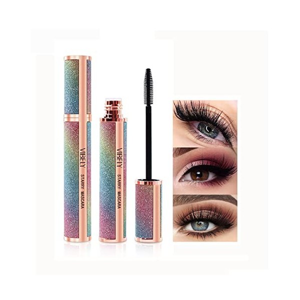 Starry Sky Mascara Black 4D Silk Fiber Lash Mascara Waterproof Long Lasting Thickening Lengthening Curling Lash Makeup