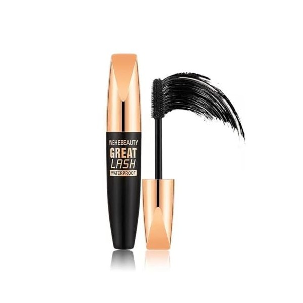 Mascara de cils en fibre de soie 4D 2 en 1 - Imperméable - Pour allonger les yeux - Maquillage des yeux épais