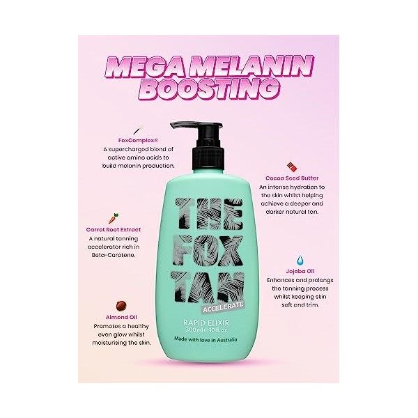 The Fox Tan - Rapid Tanning Elixir - Amplificateur de Bronzage sans Autobronzant, Crème Bronzante pour le Visage et le Corps,