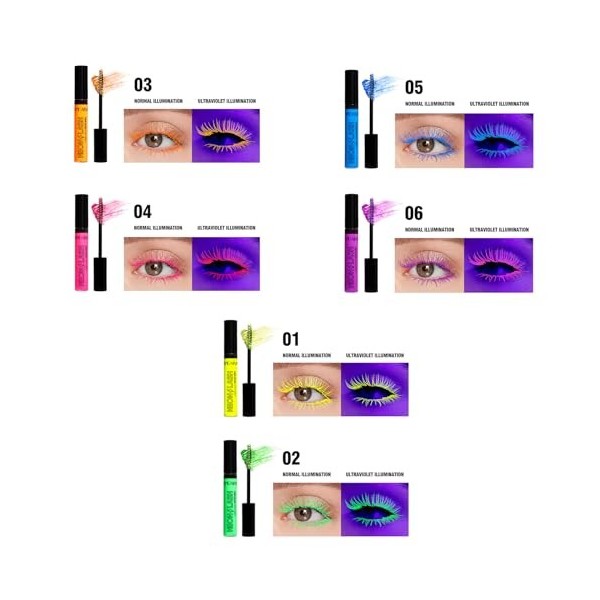 Allongez et montrez vos cils avec le mascara coloré fluorescent dHalloween pour femme