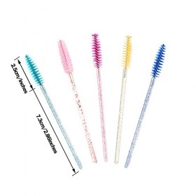 Lot de 100 pinceaux à cils jetables pour mascara et maquillage en cristal - Pour extensions de cils et sourcils - Avec récipi