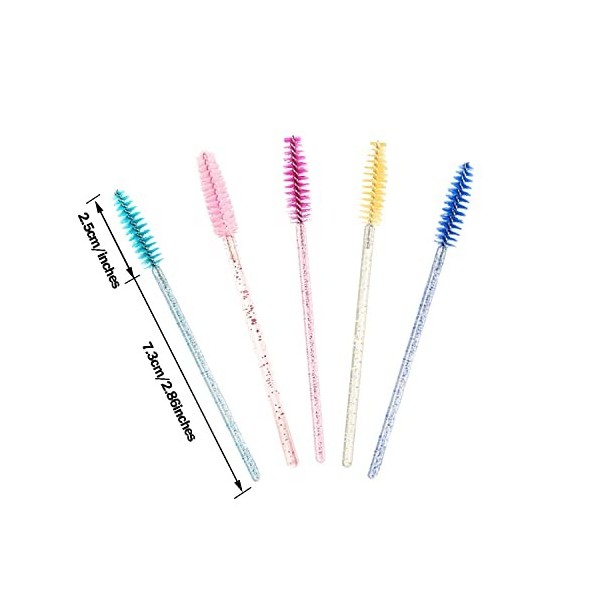 Lot de 100 pinceaux à cils jetables pour mascara et maquillage en cristal - Pour extensions de cils et sourcils - Avec récipi