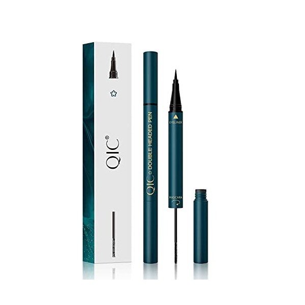 JMason Combinaison eyeliner et mascara 2 en 1, eyeliner noir imperméable, mascara mince, séchage rapide et longue tenue sans 