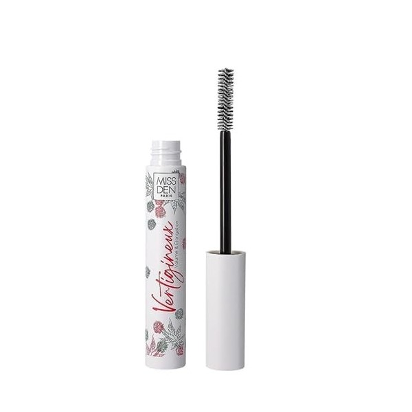 Mascara Vertigineux - Miss Den - À lHuile de Ricin - 90% dIngrédients dOrigine Naturelle - Teinte 498 Noir - 10ml