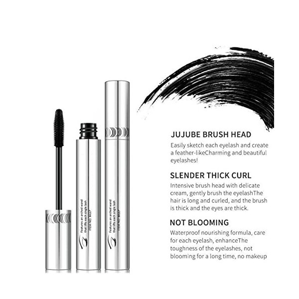 Fiber Lash Mascara Imperméable Luxueux Cils Longs Épais et volumineux Extension Dramatique Longue Durée Résistant aux taches 