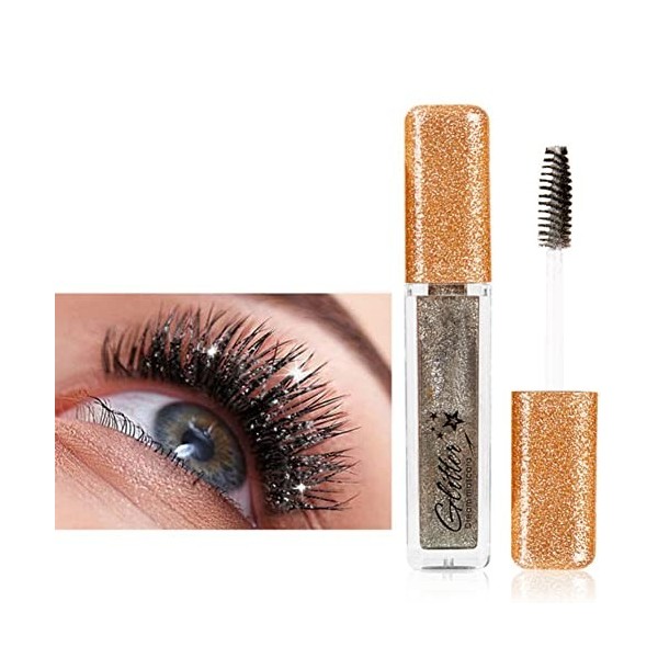 Hocossy Mascara couleur imperméable à l’eau étincelant, Mascara Diamant Coloré Nacre Paillettes, Mascara Charme Longue Durée 