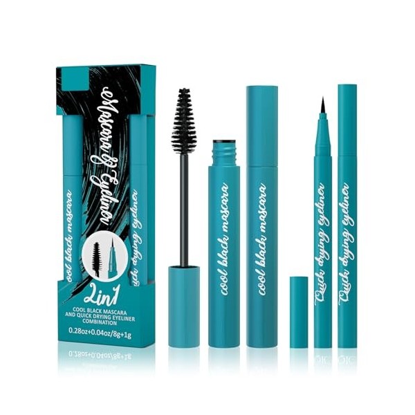 Kit mascara + eyeliner Set 4D Lash Extension Mascara Set Long Lasting Cils Waterproof Noir Eyeliner avec pointe en feutre pré