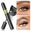 Mascara fibre de soie 4D, Mascara Waterproof Noir, 2 in 1 4D Silk Fiber Eyelash Mascara, cils longs, épais, Naturel Bio Anti-