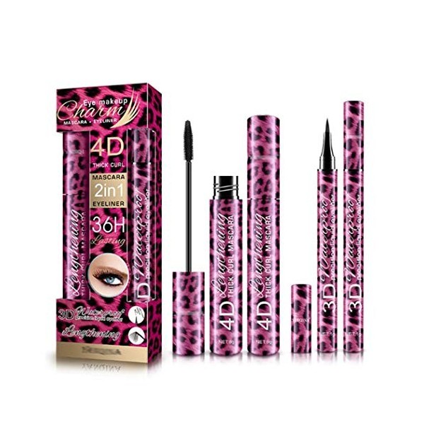 Cosmetic Mascara Eyeliner Set Longue Durée Etanche Naturel Maquillage pour les yeux