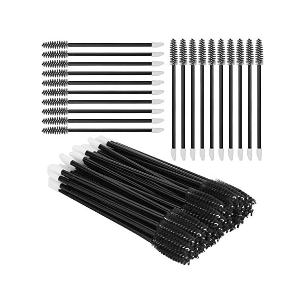 ATOMUS 50pcs 2 in 1 Eyelash Mascara Wands Lipstick Applicator Disposable Eyebrow Eyelash Extension Tools Makeup Brushes blue 