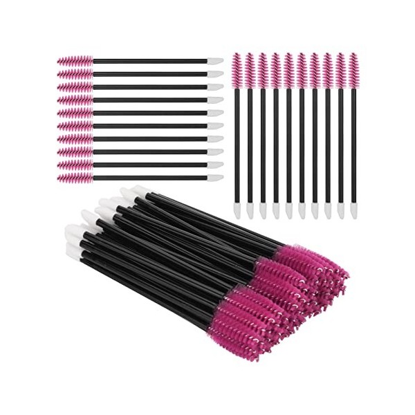 ATOMUS 50pcs 2 in 1 Eyelash Mascara Wands Lipstick Applicator Disposable Eyebrow Eyelash Extension Tools Makeup Brushes blue 