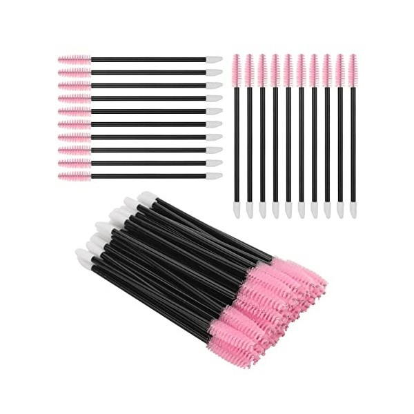 ATOMUS 50pcs 2 in 1 Eyelash Mascara Wands Lipstick Applicator Disposable Eyebrow Eyelash Extension Tools Makeup Brushes blue 