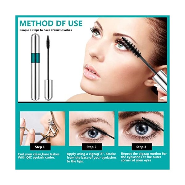 Mascara Lash Cosmetics Vibely, Mascara pour cils en fibre de soie 4D, Mascara 2 en 1 pour un effet naturel dallongement et d