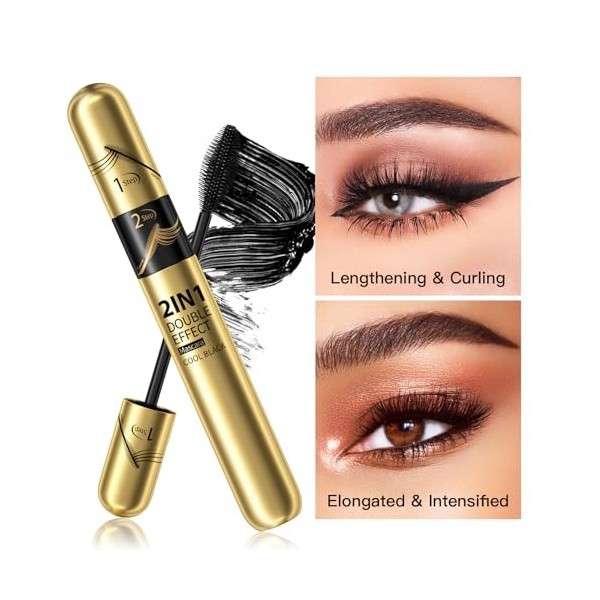 Mascara Volume glamour, Mascara Waterproof Effet Extension de Cils, Volume et Longueur, Anti-Bavure, Longue Durée, Ajoute Du 