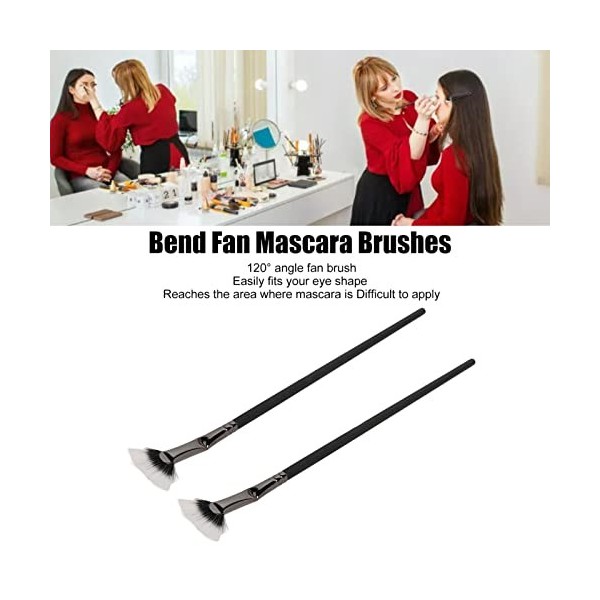2pcs Mascara Fan Bent Brush Double Layer Empêcher Lagglutination Améliorer les Cils Inférieurs Fan Mascara Application Bross