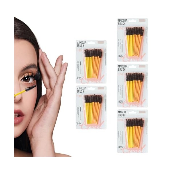 Brosse de cils 3-en-1 Spolies de cils réutilisables 50pcs Bouchons de mascara pliables Tobeurs dapplications de maquillage B