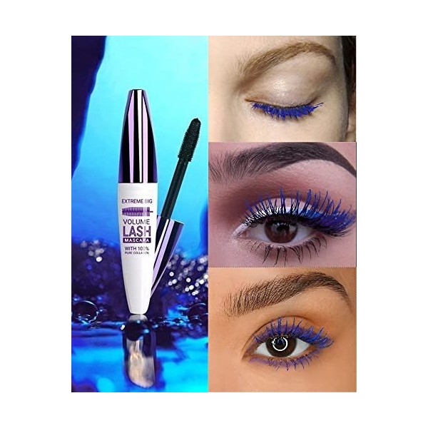 5D Mascara Volume et Longueur Bleu, Mascara Extension de Cils Effet Volume, Waterproof et Longue Tenue avec une Définition Pr