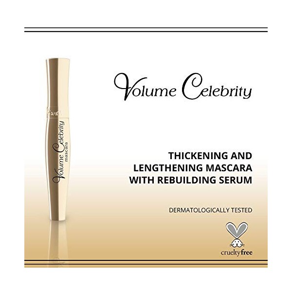 Eveline Cosmetics Volume Celebrity Mascara Épaississant Et Allongeant Pour Extension De Cils | 7 ml | Rebuilding Strengthenin