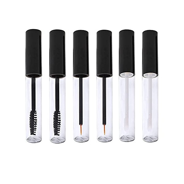 2 Tubes Mascara, 2 Tubes Eyeliner et 2 Tubes Lipgloss, 10ml Vide récipient en Plastique Voyage Set idéal pour Bricolage cosmé