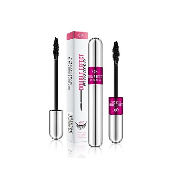 Hikaka Mascara Vibely Lash Cosmetics, Mascara pour cils en fibre de soie 4D à double extrémité, Mascara Thrive 2 en 1 pour un