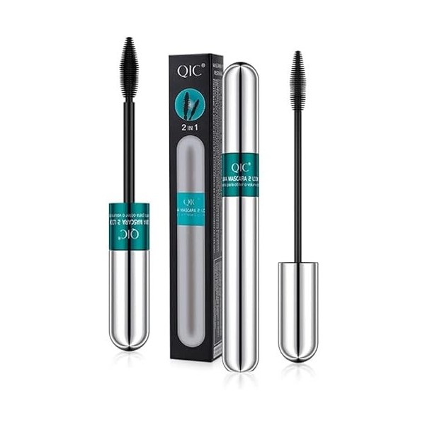 Hikaka Mascara Vibely Lash Cosmetics, Mascara pour cils en fibre de soie 4D à double extrémité, Mascara Thrive 2 en 1 pour un