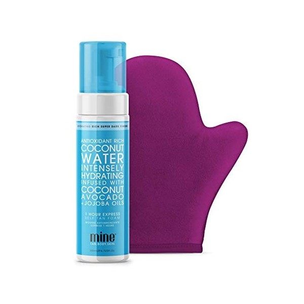 MineTan Coconut Water Self Tan Foam and Bronze On Tanning Mitt Bundle