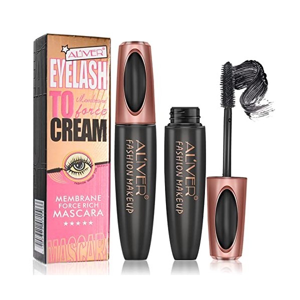 4D Mascara Fibre Waterproof,Mascara Noir pour Les Yeux Sensibles,Mascara Pas Cher, Allongement Naturel, Longue Durée,Volume M