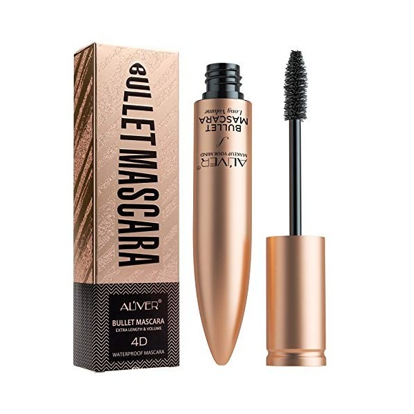 Mascara de Fibre de Soie 4D Noir, Faites des Cils Plus Longs, Plus épais et Courbés, Imperméable, Sans Grumeaux, Longue Durée