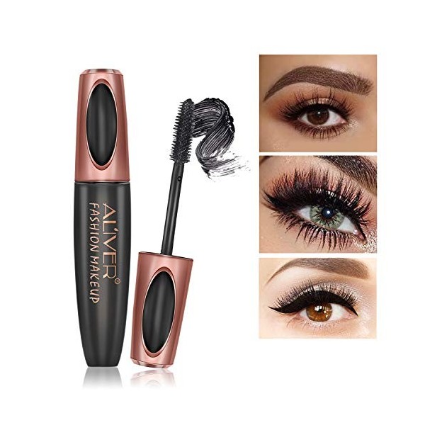 4D Silk Fiber Lash Mascara Waterproof Luxuriously Longer Thicker Voluminous Eyelashes Long-Lasting Dramatic Extension Smudge-