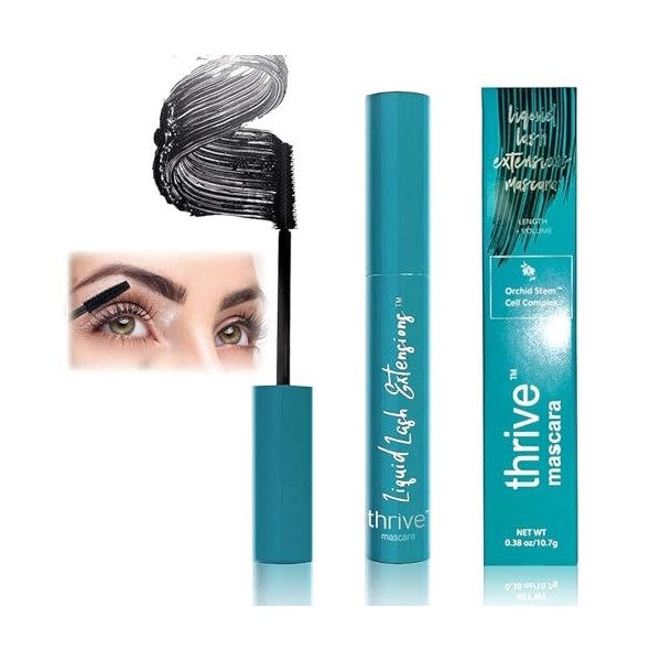 Thrive Mascara Liquid Eyelash Growth Fluid, Thrive Mascara Liquid Lash Extensions, With Natural Lengthening and Thickening Ef