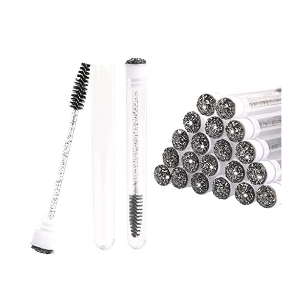 20 ensembles de brosses à cils, brosses à mascara jetables avec bouteilles, peigne à cils, brosse à sourcils, tubes vides, pe