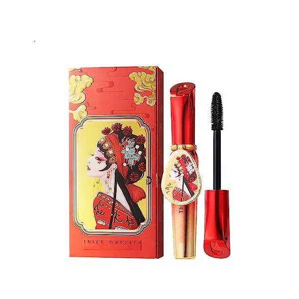 Mascara avec miroir de maquillage, de la conception chinoise inspirée de lopéra de Pékin, lisse, étanche, résistant aux tach