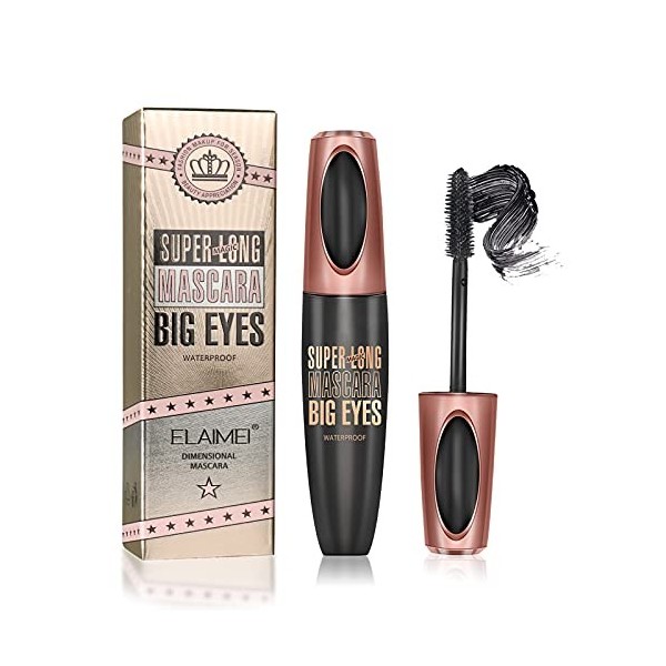 Mascara Fibre De Soie 4D,Mascara Volume ImperméAble Noir,Longue Durée Plus épais,Cils Volumineux,Naturellement Charme Maquill