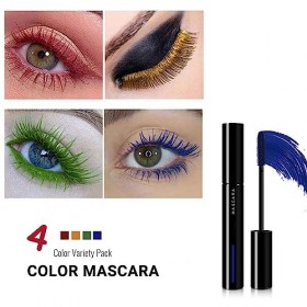 MKNZOME Mascara Coloré, 4 Couleurs Mascara Waterproof Mascara Volume et Longueur Longue Tenue, Sans Bavure, Volumineux, Parfa