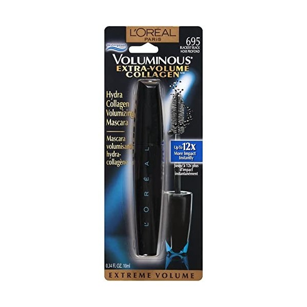 LOréal Mascara extra-volume collagène Waterproof N° 695 Noir Profund / Blackest Black