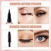 UYDF 2 Pièces Mascara Imperméable, 4D Mascara Volume, Waterproof et Anti-taches, Mascara Épaississant et Allongeant Noir, San