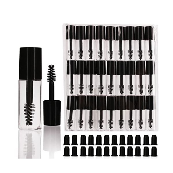 COSIDEA Lot de 29 mini tubes de mascara vides de 3 ml et baguette pour huile de ricin, petit échantillon de croissance des ci